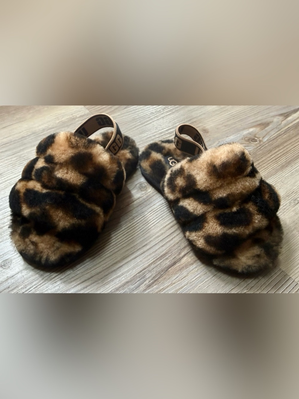 Toddler sz 8 UGG Fluff Yeah Leopard/Panther Slide - Picture 2 of 6
